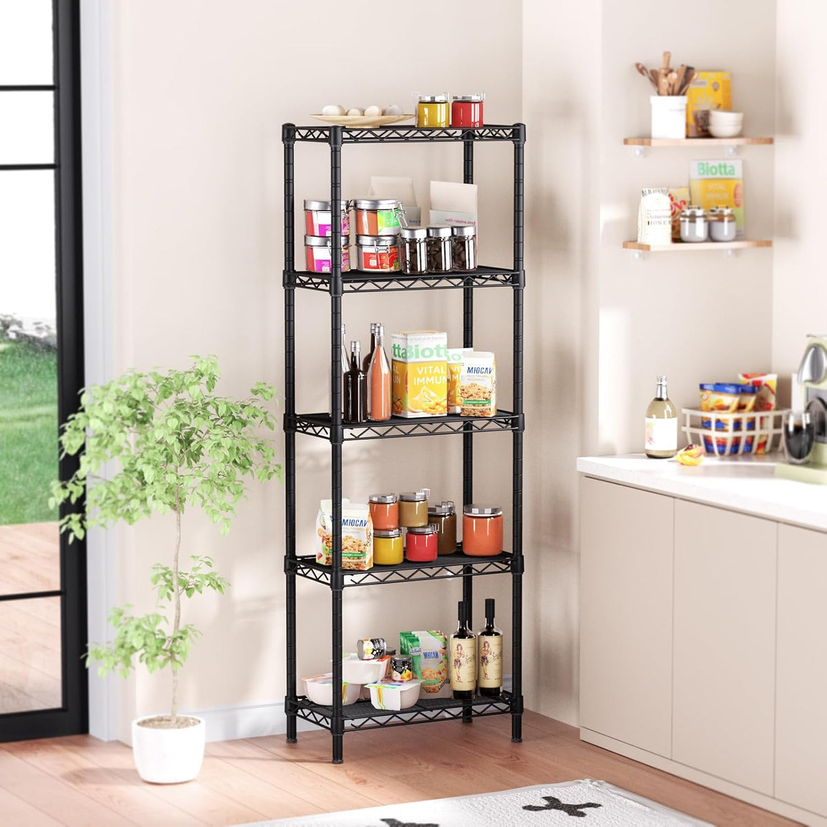 5Tier Adjustable Storage Shelves Metal Wire Shelving Standing Shelf