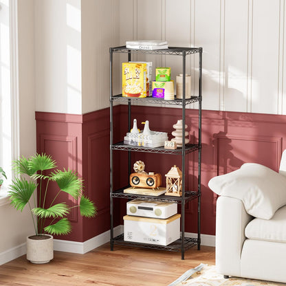 5Tier Adjustable Storage Shelves Metal Wire Shelving Standing Shelf