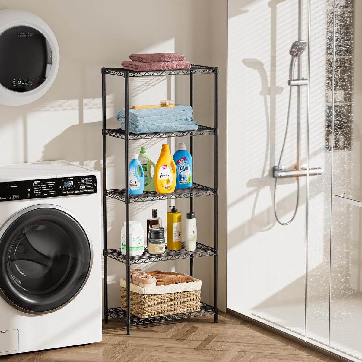 5Tier Adjustable Storage Shelves Metal Wire Shelving Standing Shelf