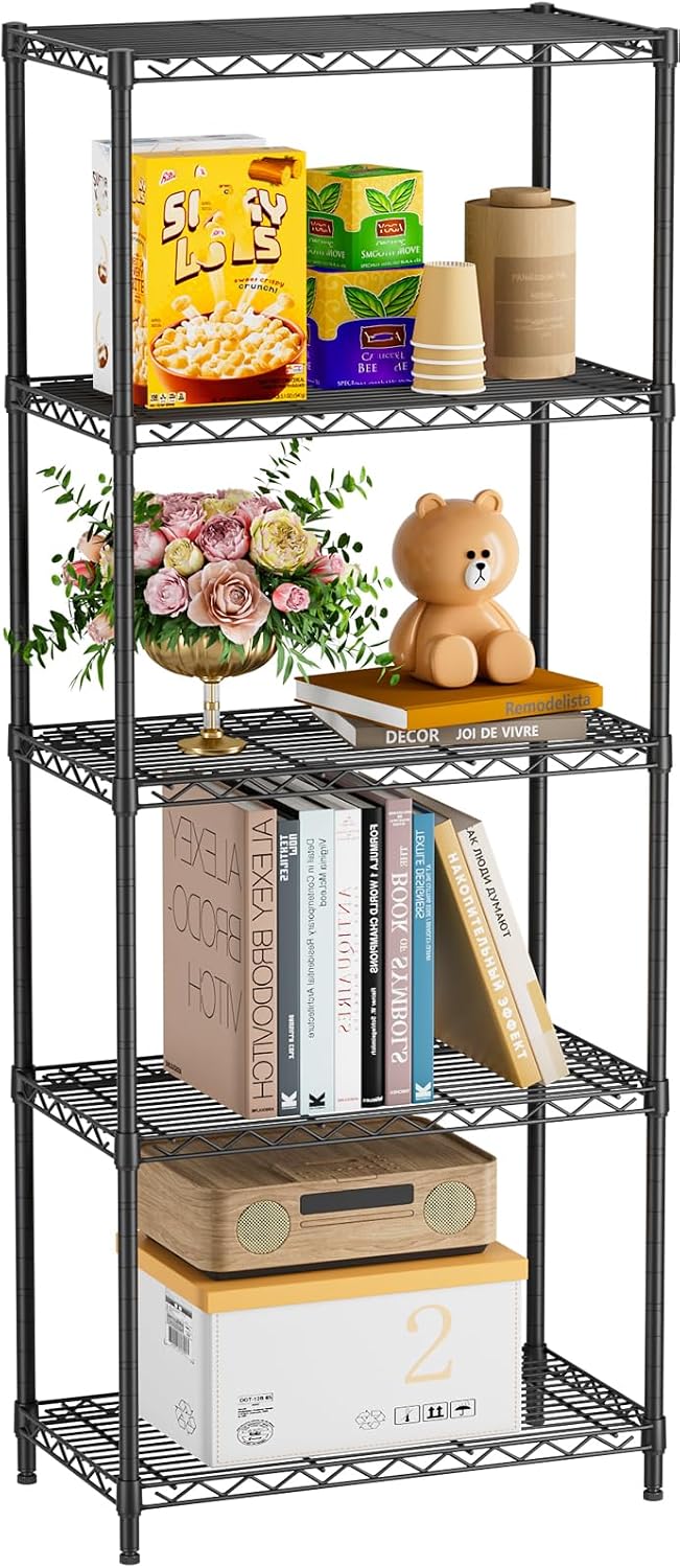 5Tier Adjustable Storage Shelves Metal Wire Shelving Standing Shelf