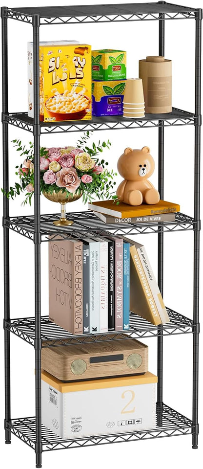 5Tier Adjustable Storage Shelves Metal Wire Shelving Standing Shelf