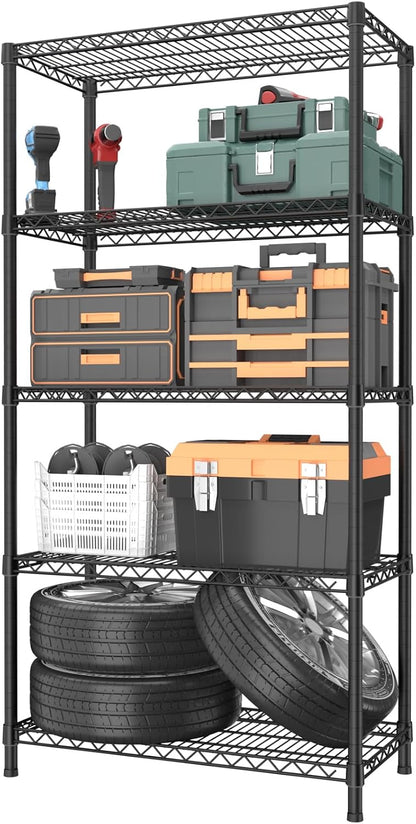 5Tier Adjustable Storage Shelves Metal Wire Shelving Standing Shelf