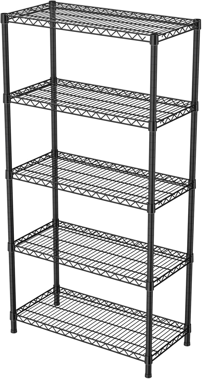 5Tier Adjustable Storage Shelves Metal Wire Shelving Standing Shelf