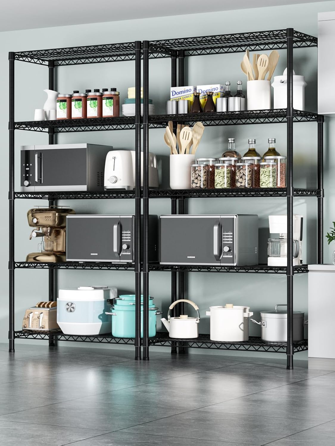 5Tier Adjustable Storage Shelves Metal Wire Shelving Standing Shelf
