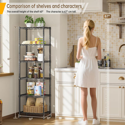5Tier Adjustable Storage Shelves Metal Wire Shelving Standing Shelf