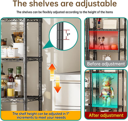 5Tier Adjustable Storage Shelves Metal Wire Shelving Standing Shelf