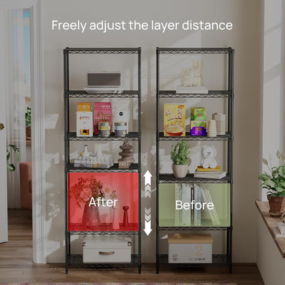 5Tier Adjustable Storage Shelves Metal Wire Shelving Standing Shelf