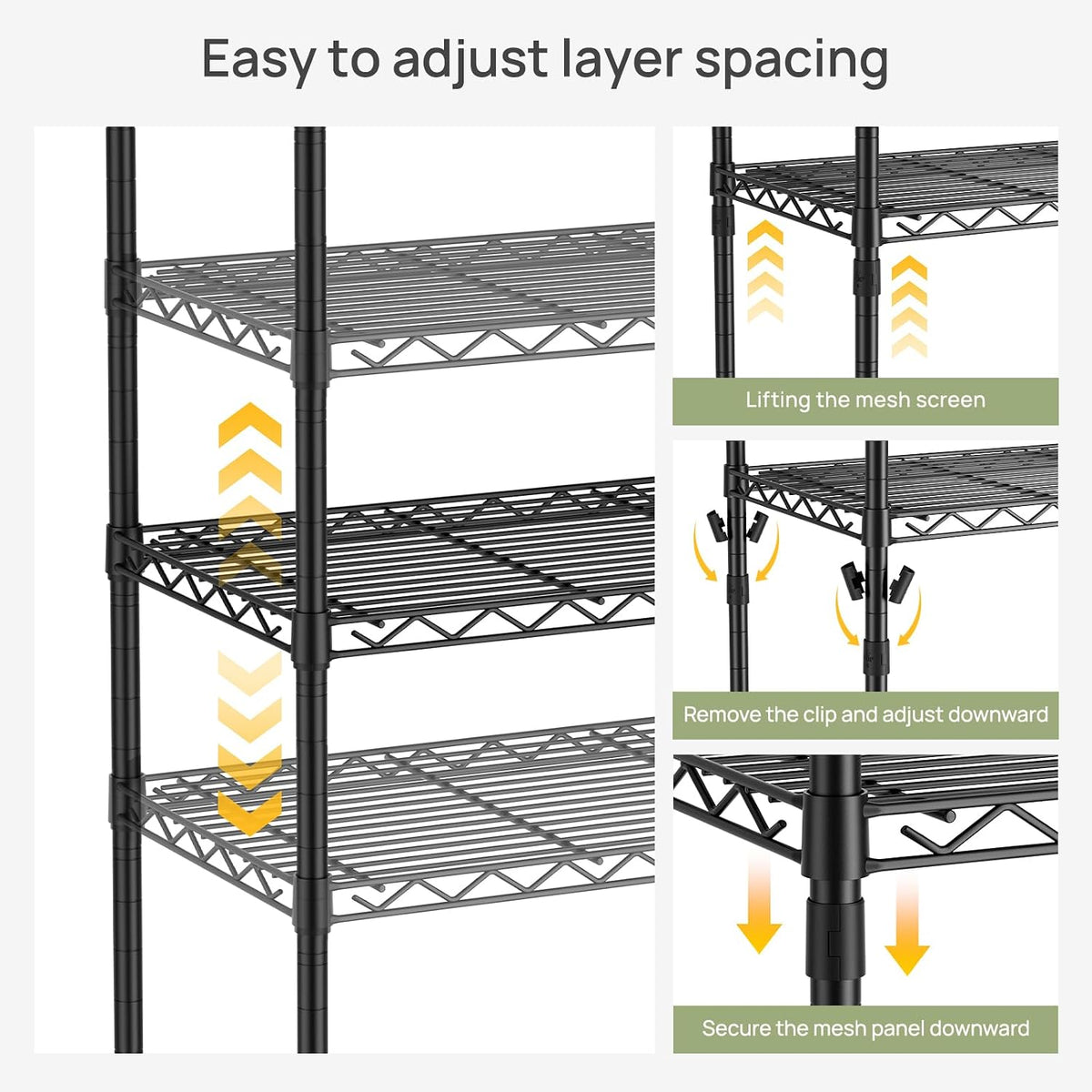 5Tier Adjustable Storage Shelves Metal Wire Shelving Standing Shelf