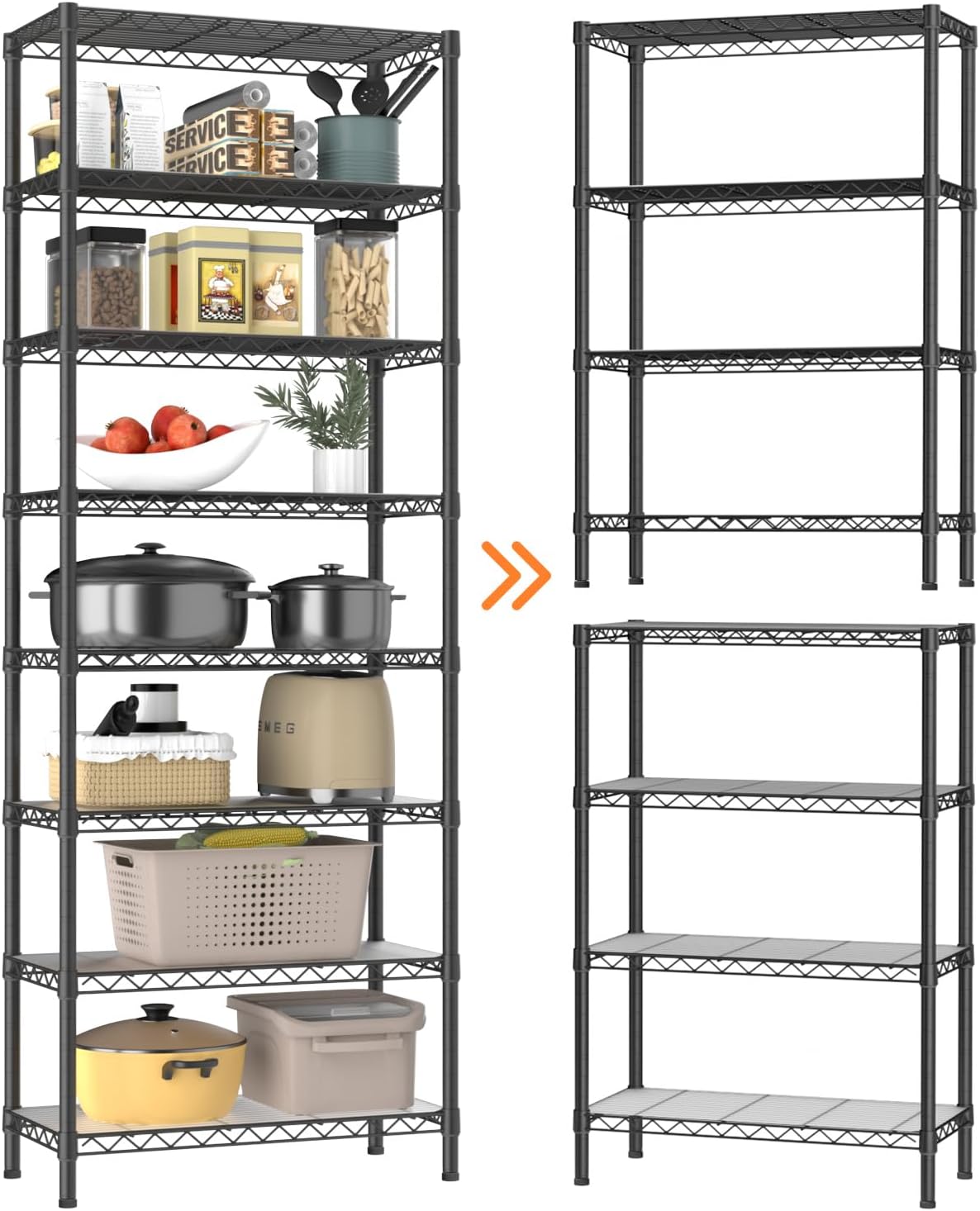 5Tier Adjustable Storage Shelves Metal Wire Shelving Standing Shelf