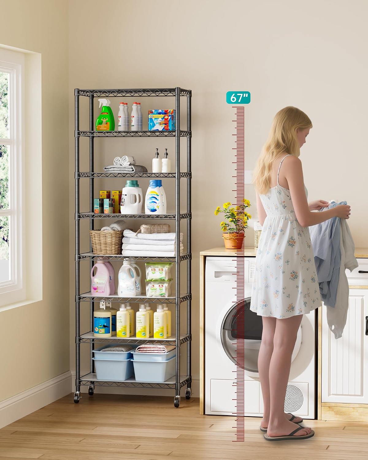 5Tier Adjustable Storage Shelves Metal Wire Shelving Standing Shelf