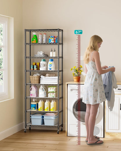 5Tier Adjustable Storage Shelves Metal Wire Shelving Standing Shelf