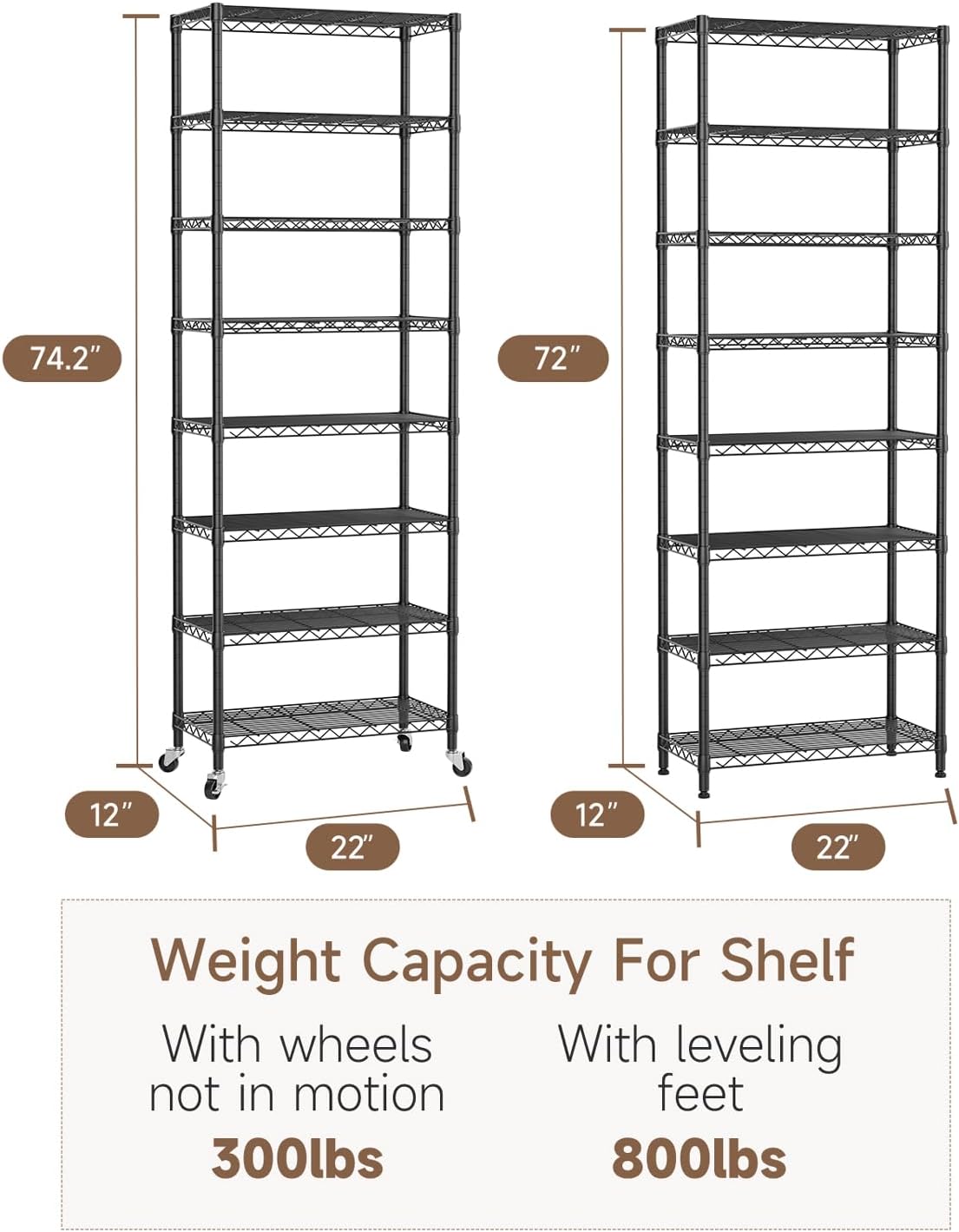 5Tier Adjustable Storage Shelves Metal Wire Shelving Standing Shelf