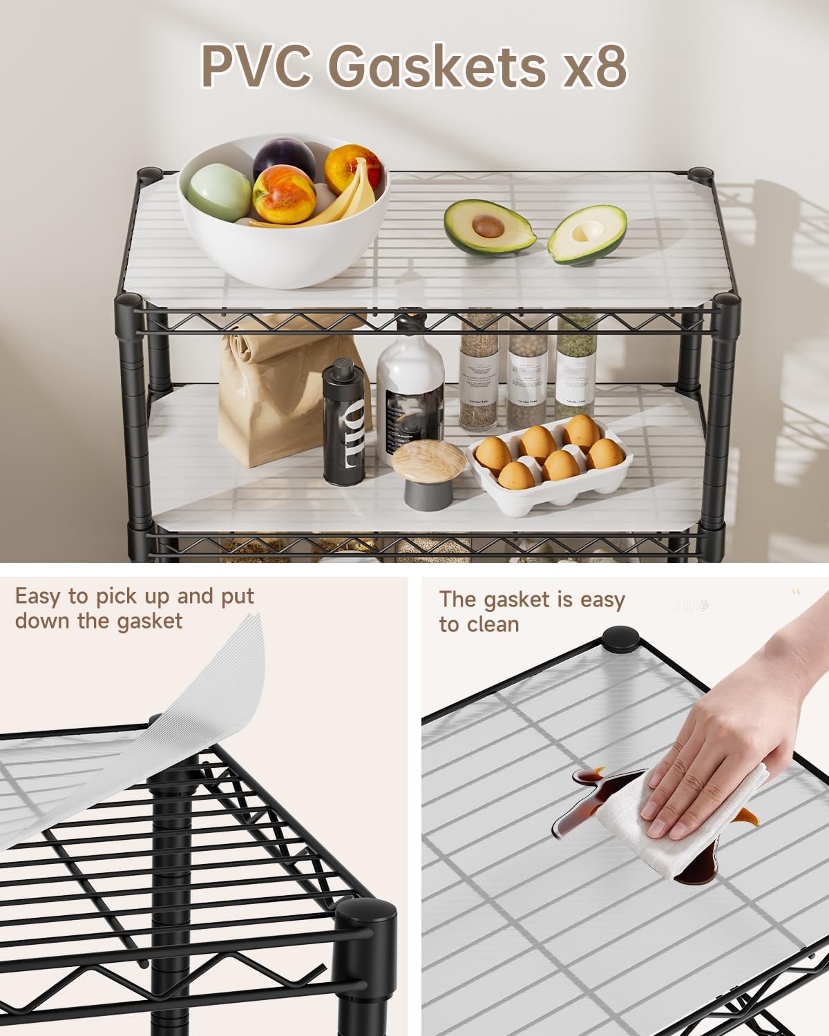 5Tier Adjustable Storage Shelves Metal Wire Shelving Standing Shelf
