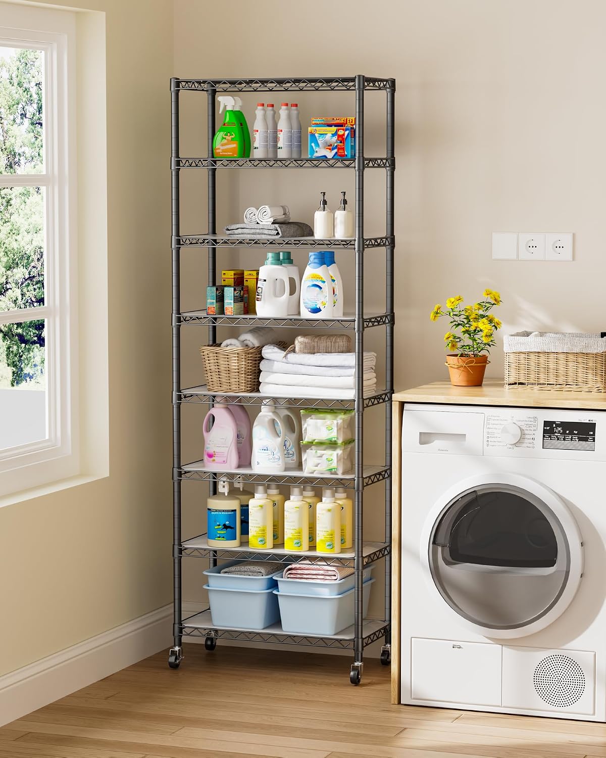 5Tier Adjustable Storage Shelves Metal Wire Shelving Standing Shelf