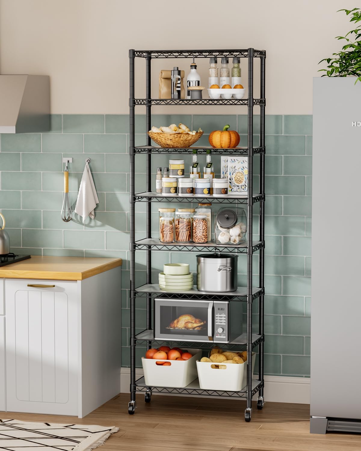 5Tier Adjustable Storage Shelves Metal Wire Shelving Standing Shelf