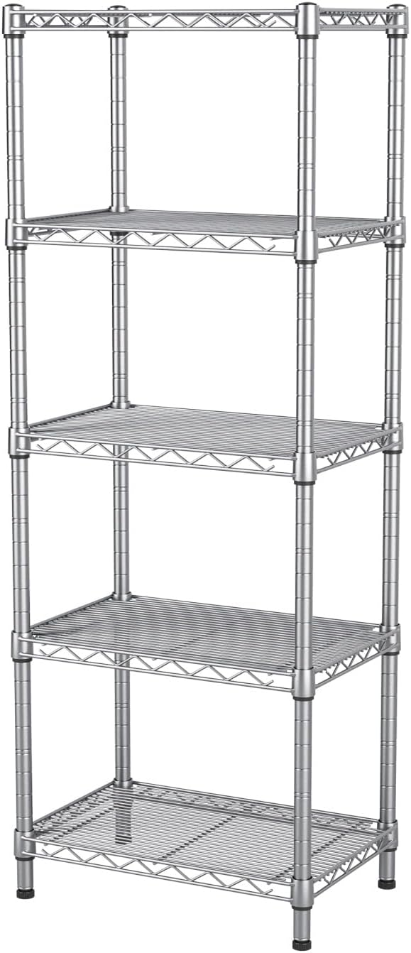 5Tier Adjustable Storage Shelves Metal Wire Shelving Standing Shelf