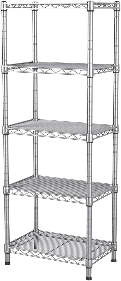 5Tier Adjustable Storage Shelves Metal Wire Shelving Standing Shelf