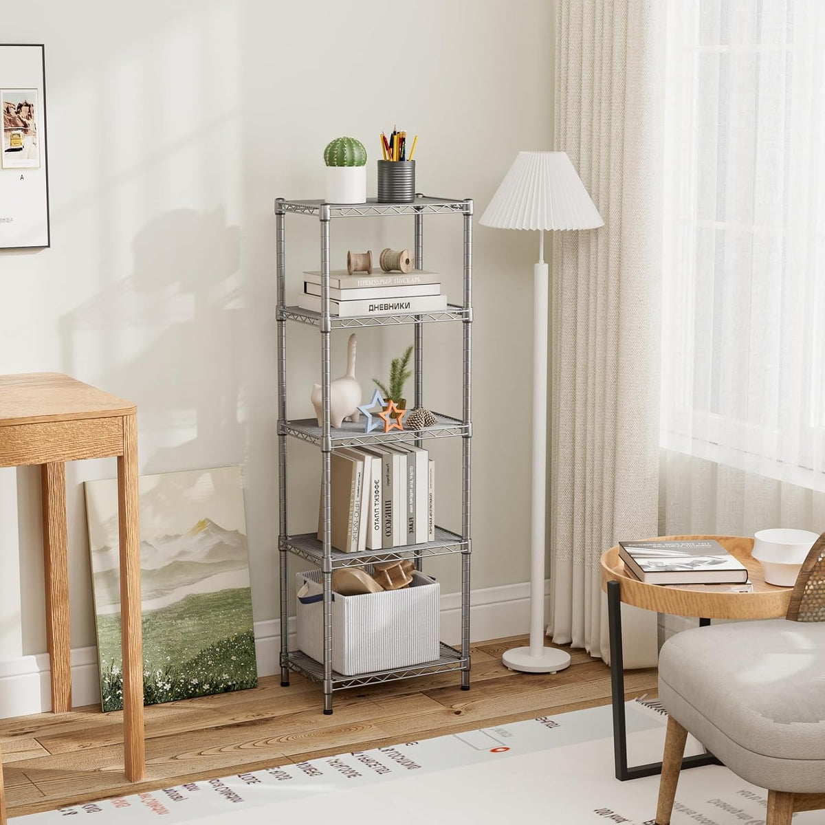 5Tier Adjustable Storage Shelves Metal Wire Shelving Standing Shelf