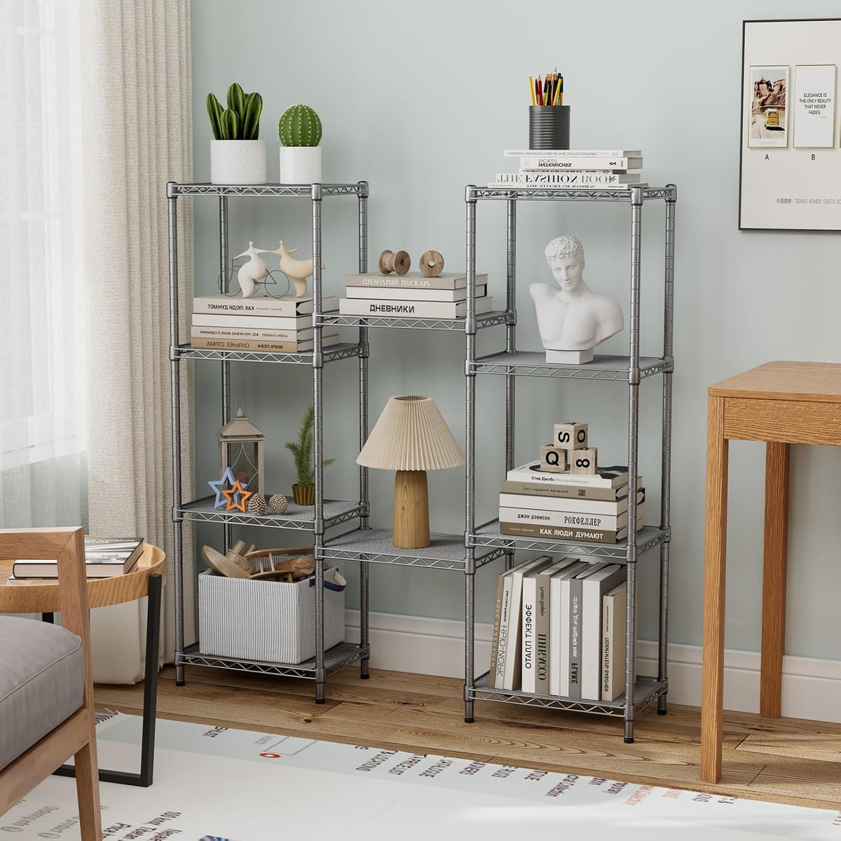 5Tier Adjustable Storage Shelves Metal Wire Shelving Standing Shelf