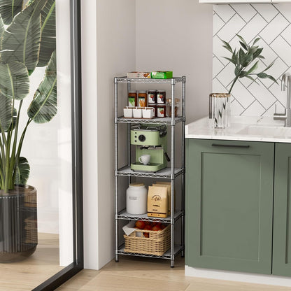5Tier Adjustable Storage Shelves Metal Wire Shelving Standing Shelf