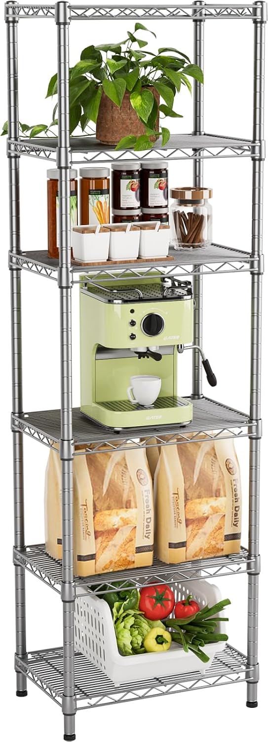 5Tier Adjustable Storage Shelves Metal Wire Shelving Standing Shelf
