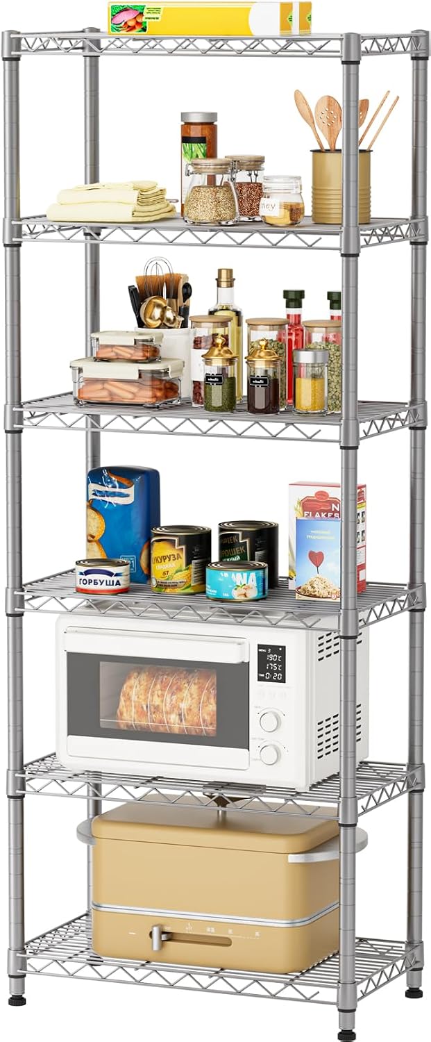 5Tier Adjustable Storage Shelves Metal Wire Shelving Standing Shelf