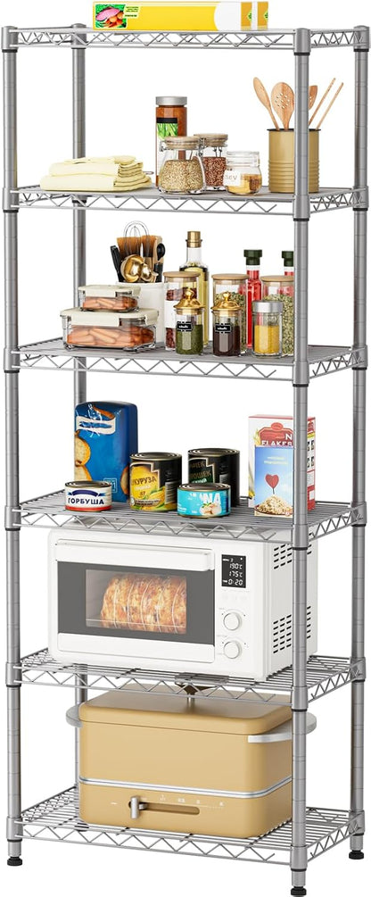5Tier Adjustable Storage Shelves Metal Wire Shelving Standing Shelf