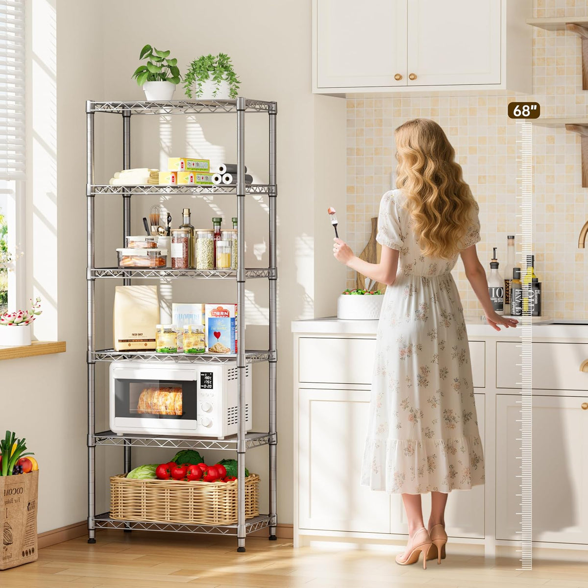 5Tier Adjustable Storage Shelves Metal Wire Shelving Standing Shelf