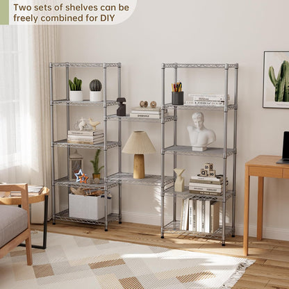 5Tier Adjustable Storage Shelves Metal Wire Shelving Standing Shelf