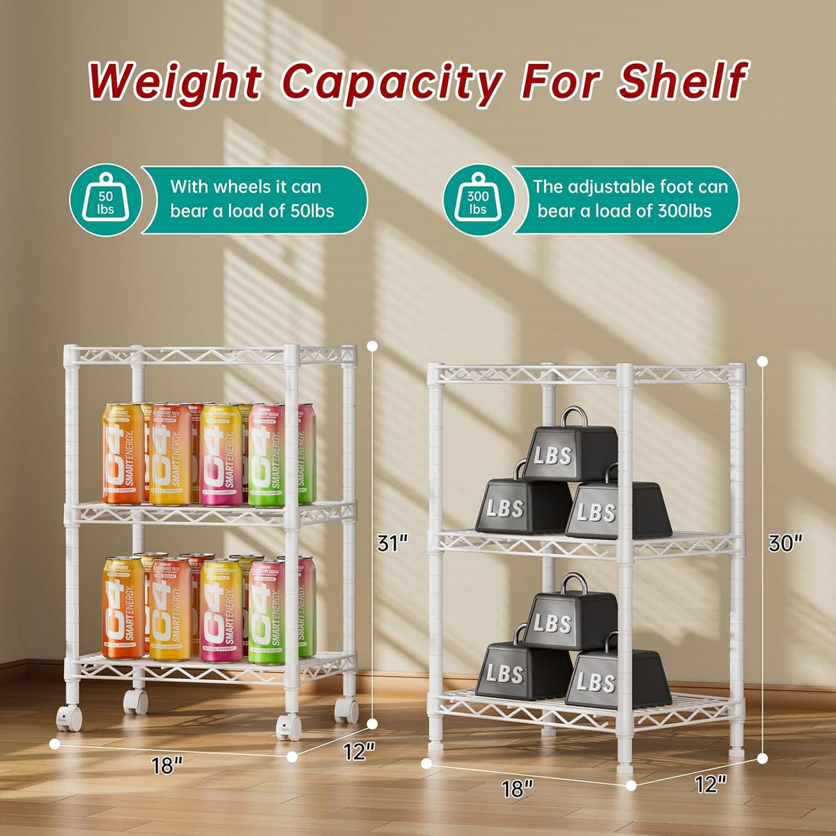 5Tier Adjustable Storage Shelves Metal Wire Shelving Standing Shelf