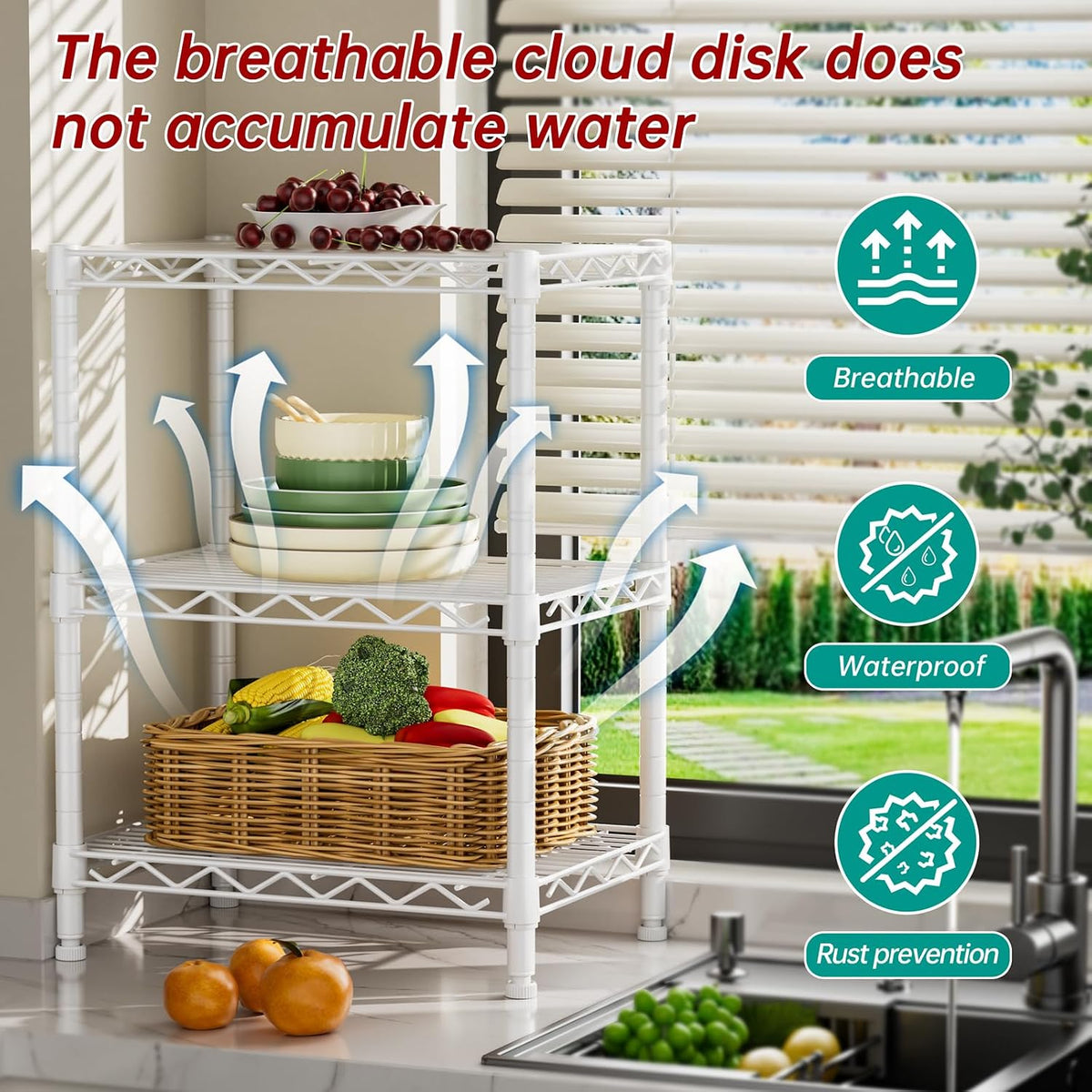 5Tier Adjustable Storage Shelves Metal Wire Shelving Standing Shelf