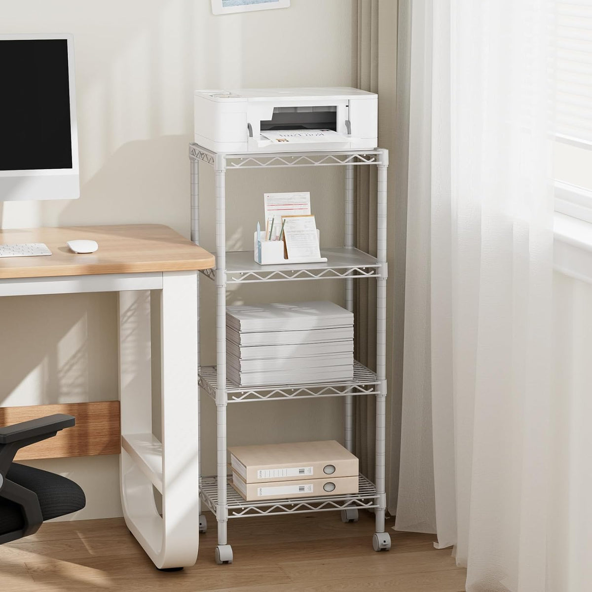 5Tier Adjustable Storage Shelves Metal Wire Shelving Standing Shelf