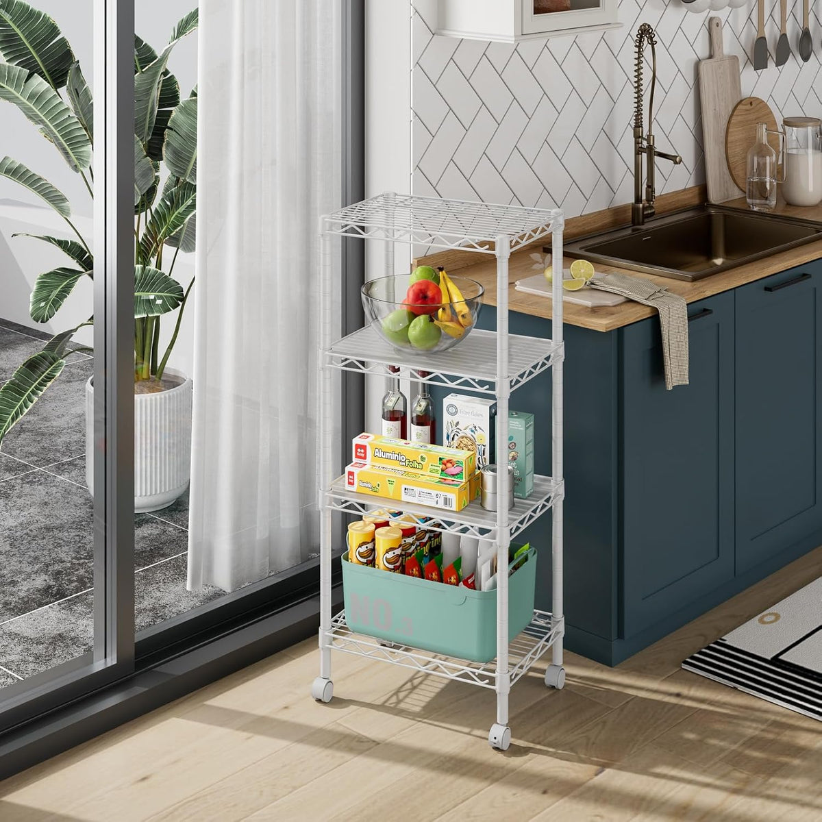 5Tier Adjustable Storage Shelves Metal Wire Shelving Standing Shelf