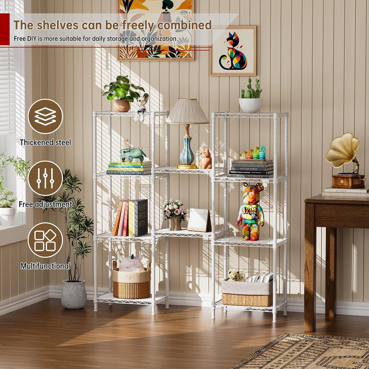 5Tier Adjustable Storage Shelves Metal Wire Shelving Standing Shelf