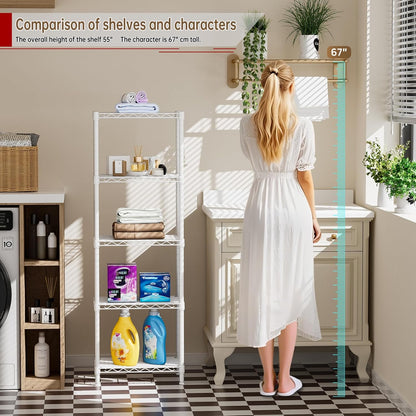 5Tier Adjustable Storage Shelves Metal Wire Shelving Standing Shelf