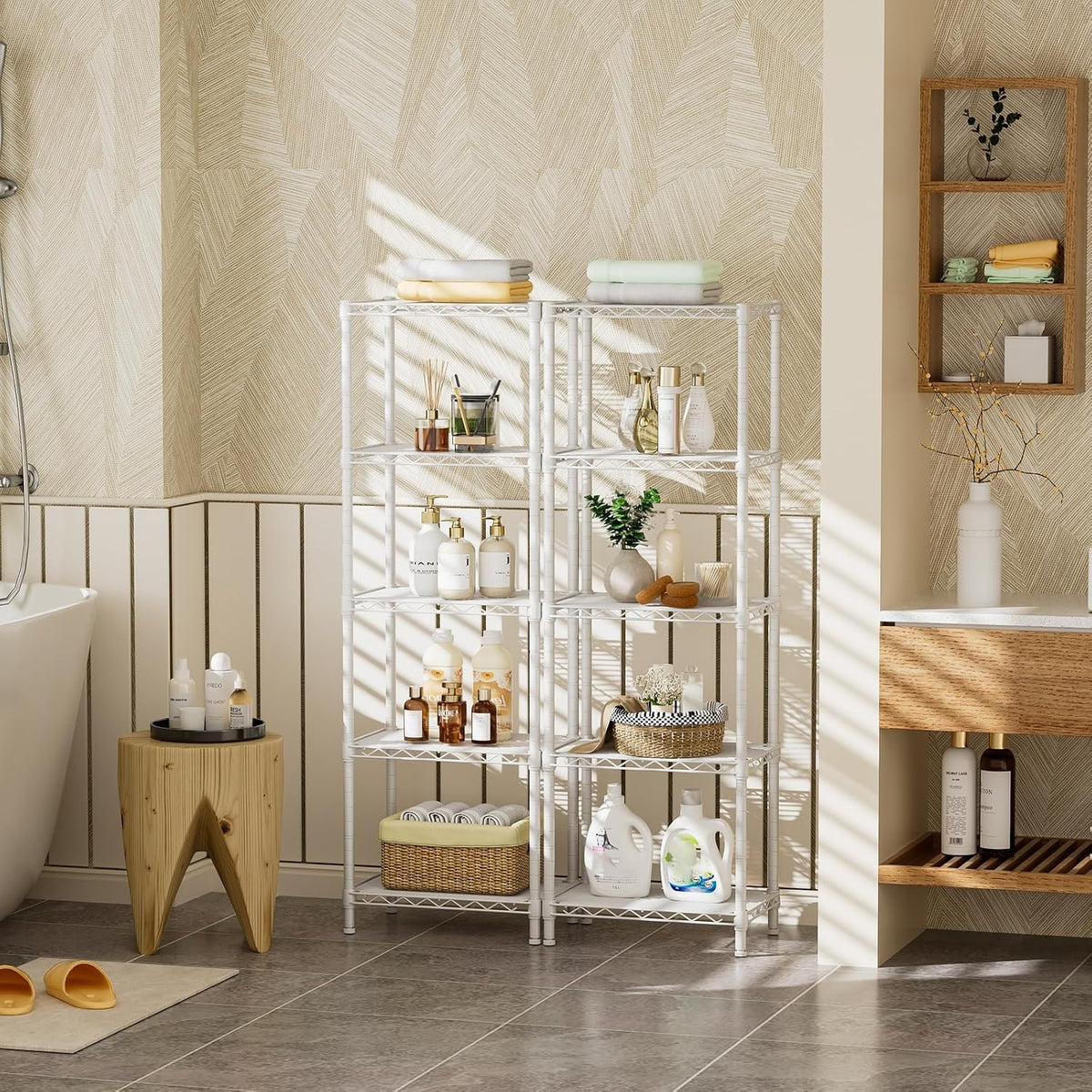 5Tier Adjustable Storage Shelves Metal Wire Shelving Standing Shelf