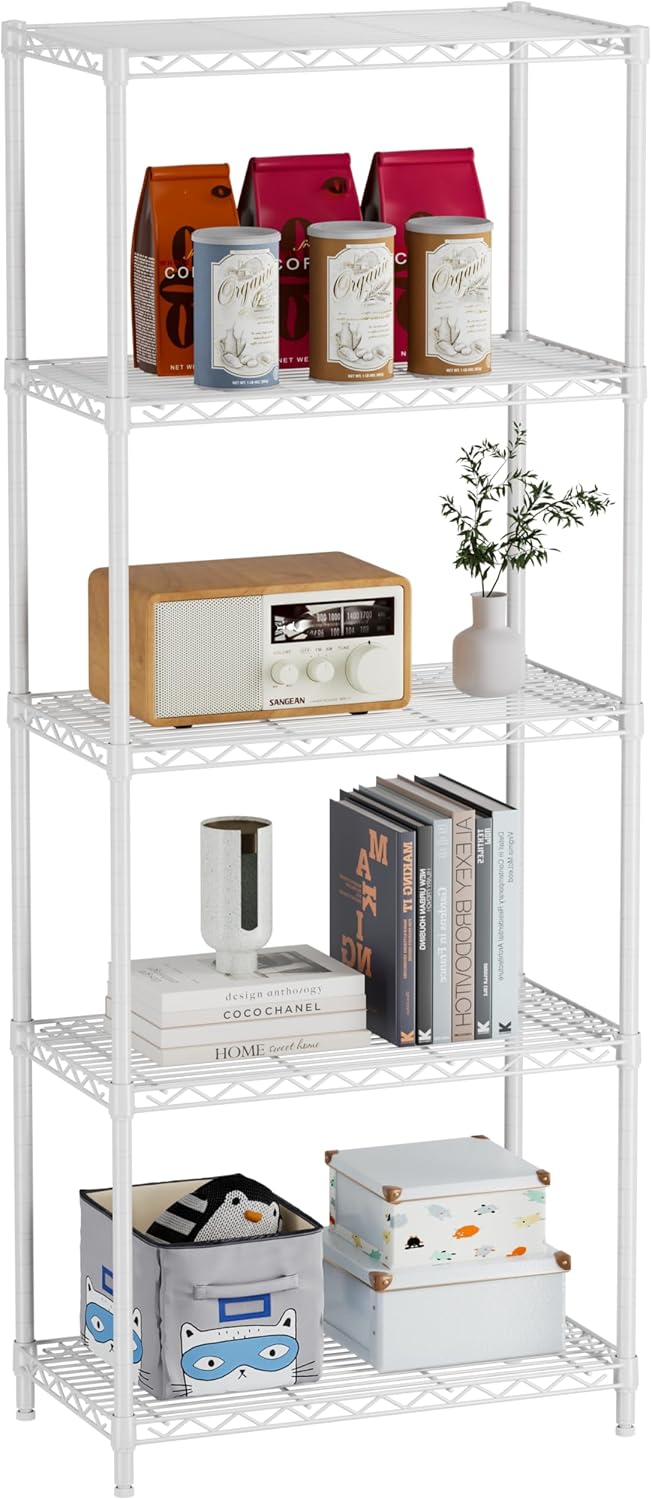 5Tier Adjustable Storage Shelves Metal Wire Shelving Standing Shelf