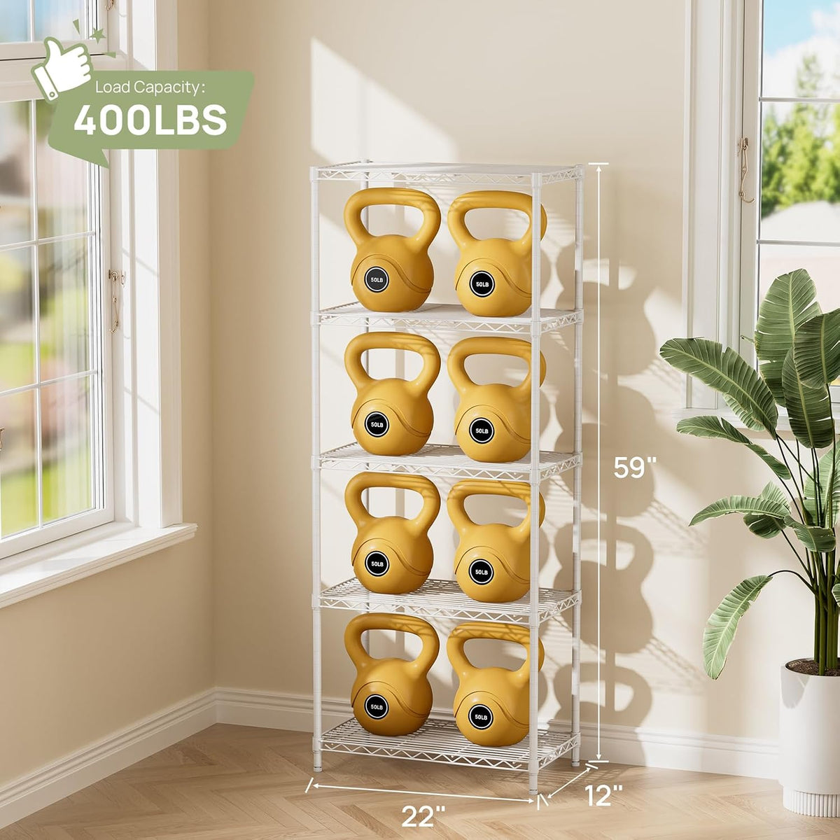 5Tier Adjustable Storage Shelves Metal Wire Shelving Standing Shelf