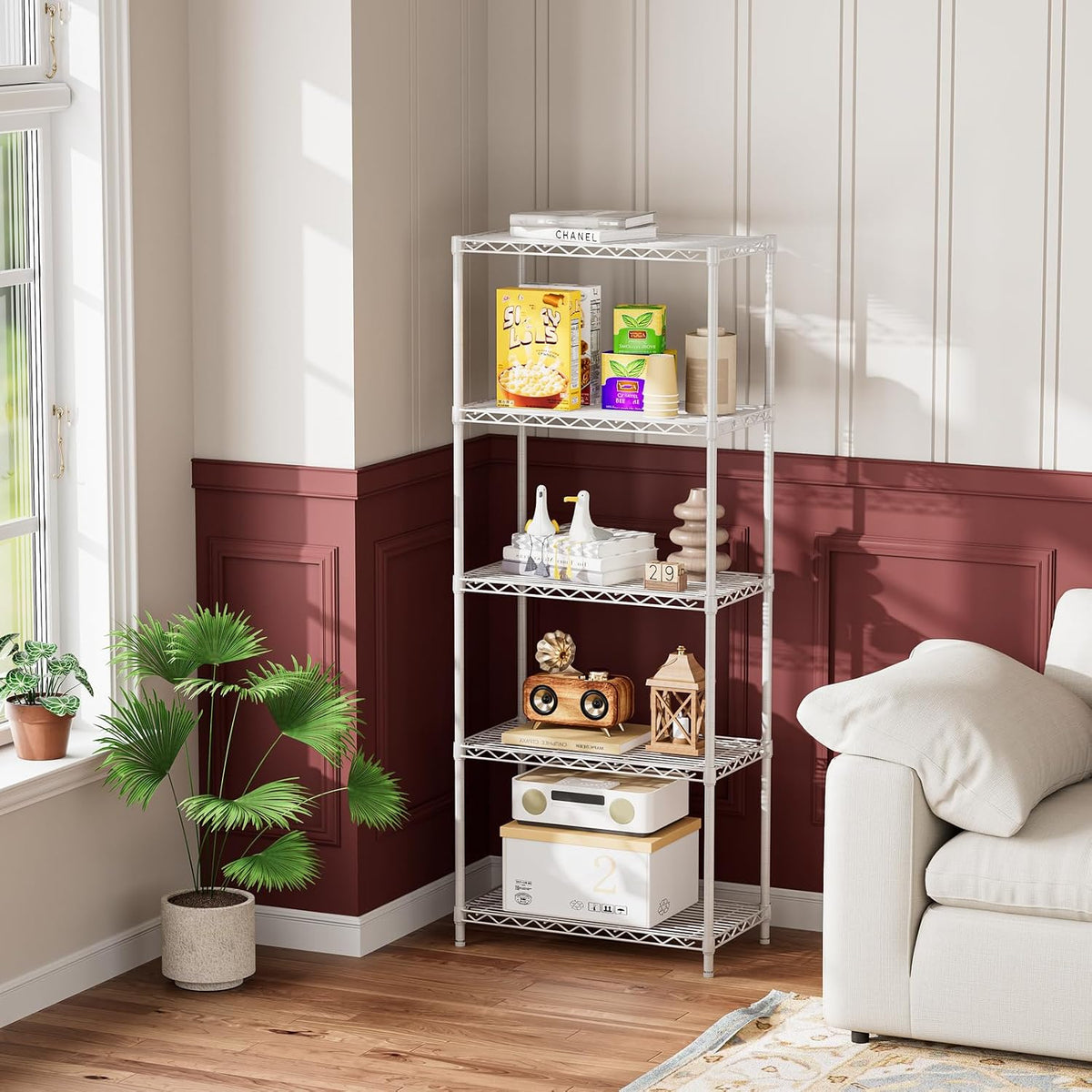 5Tier Adjustable Storage Shelves Metal Wire Shelving Standing Shelf