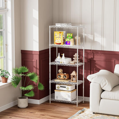 5Tier Adjustable Storage Shelves Metal Wire Shelving Standing Shelf
