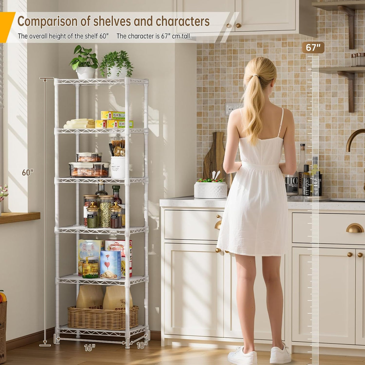 5Tier Adjustable Storage Shelves Metal Wire Shelving Standing Shelf