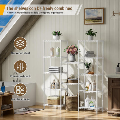 5Tier Adjustable Storage Shelves Metal Wire Shelving Standing Shelf