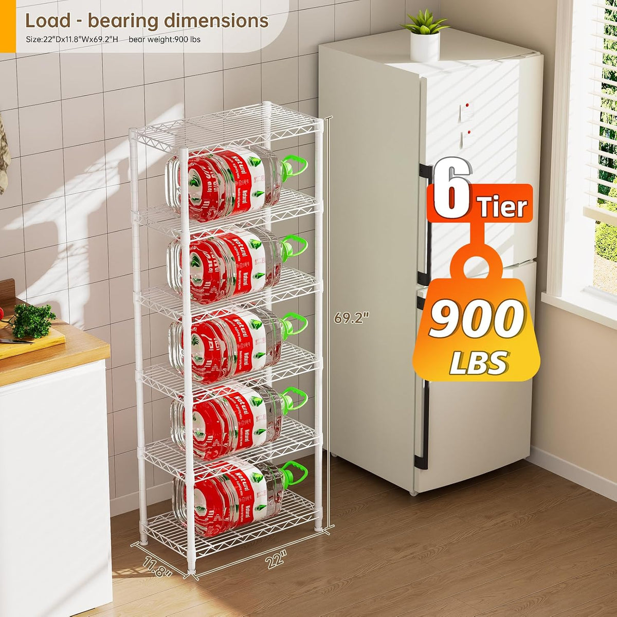 5Tier Adjustable Storage Shelves Metal Wire Shelving Standing Shelf