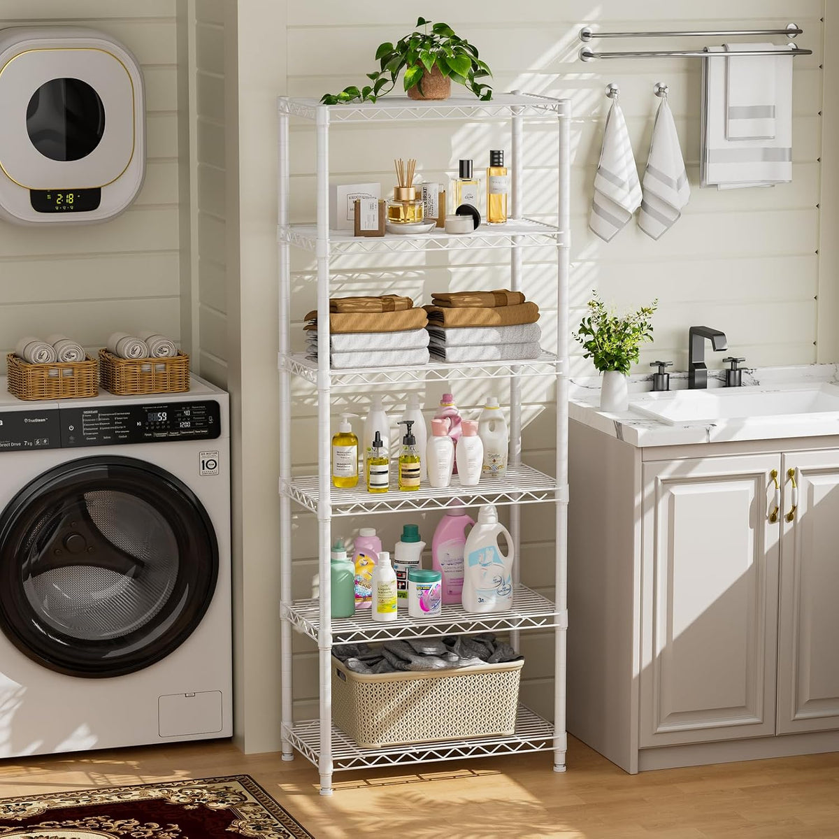 5Tier Adjustable Storage Shelves Metal Wire Shelving Standing Shelf
