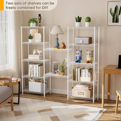 5Tier Adjustable Storage Shelves Metal Wire Shelving Standing Shelf