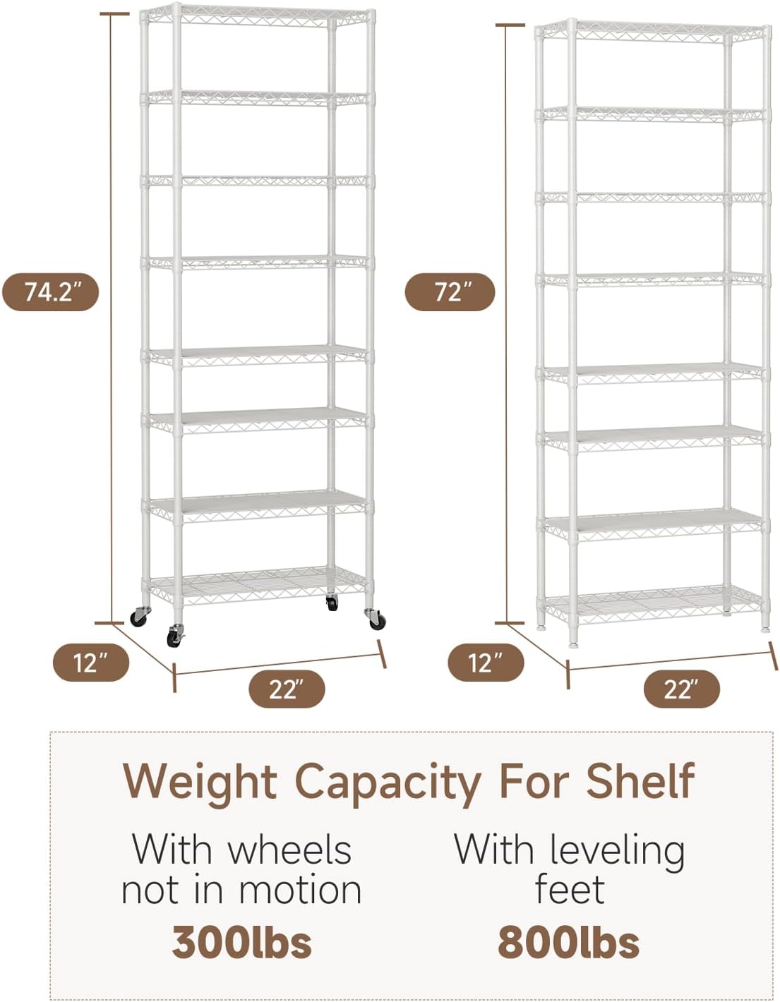 5Tier Adjustable Storage Shelves Metal Wire Shelving Standing Shelf