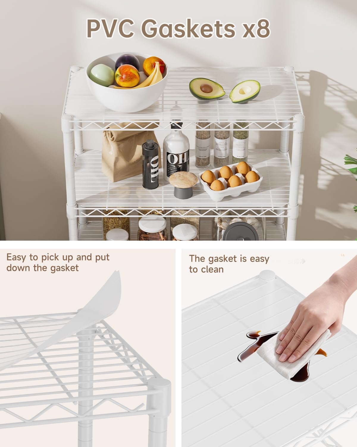 5Tier Adjustable Storage Shelves Metal Wire Shelving Standing Shelf
