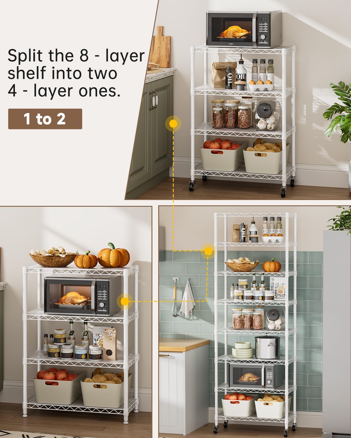 5Tier Adjustable Storage Shelves Metal Wire Shelving Standing Shelf