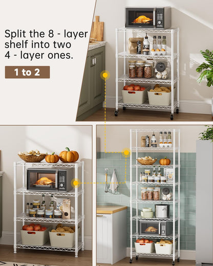 5Tier Adjustable Storage Shelves Metal Wire Shelving Standing Shelf