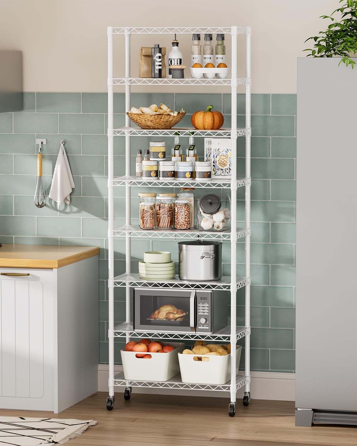 5Tier Adjustable Storage Shelves Metal Wire Shelving Standing Shelf